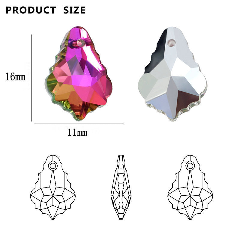 Al por mayor 12 piezas/paquete de 11 × 16 mm de mapas de arce de cristal cuentas de colgante
